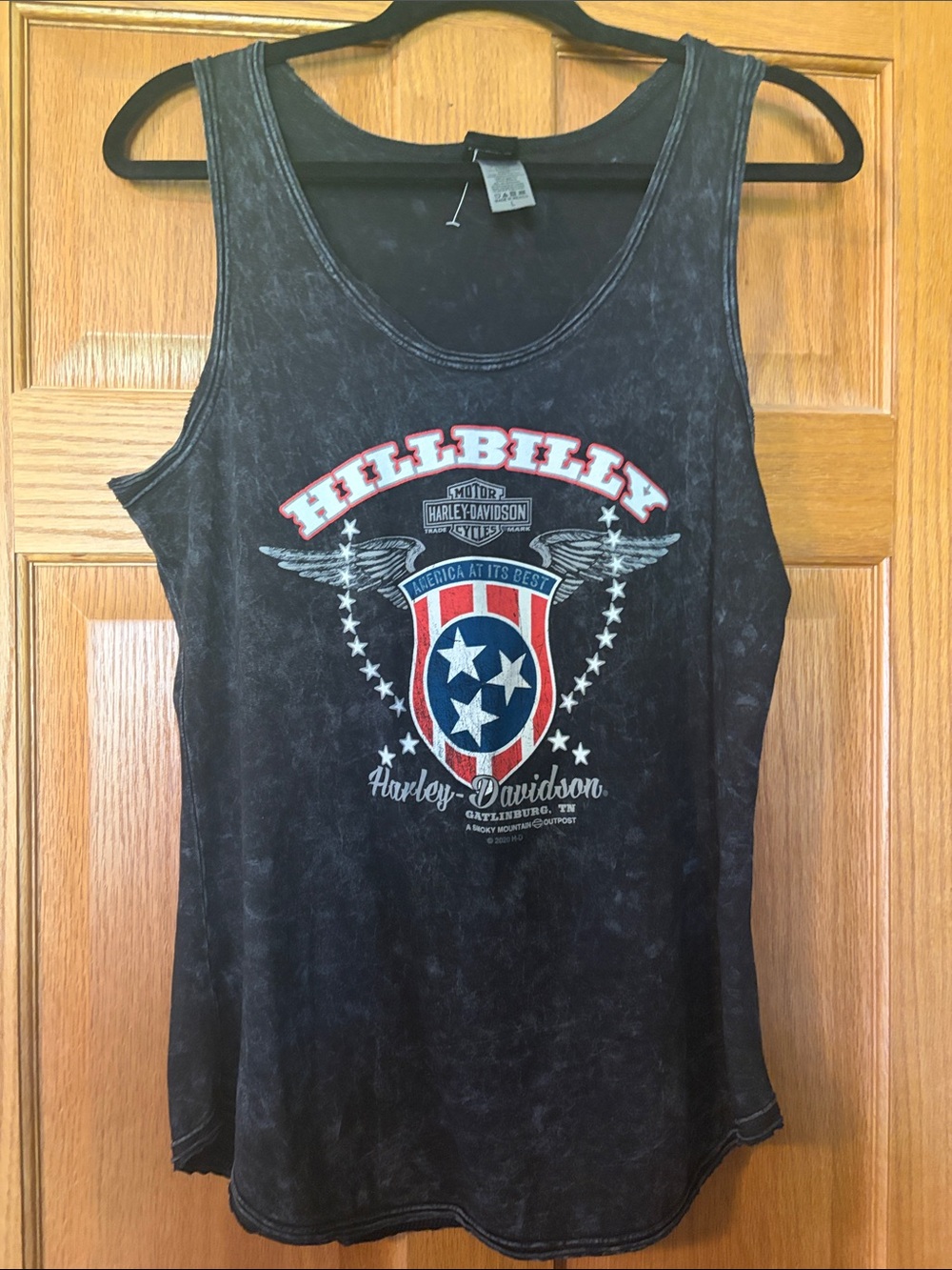 Harley-Davidson Black Tank with Red & Blue Shield Graphic
